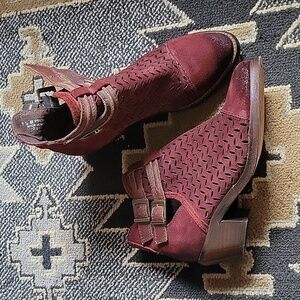 Circle G Double Buckle Perforated Leather Booties